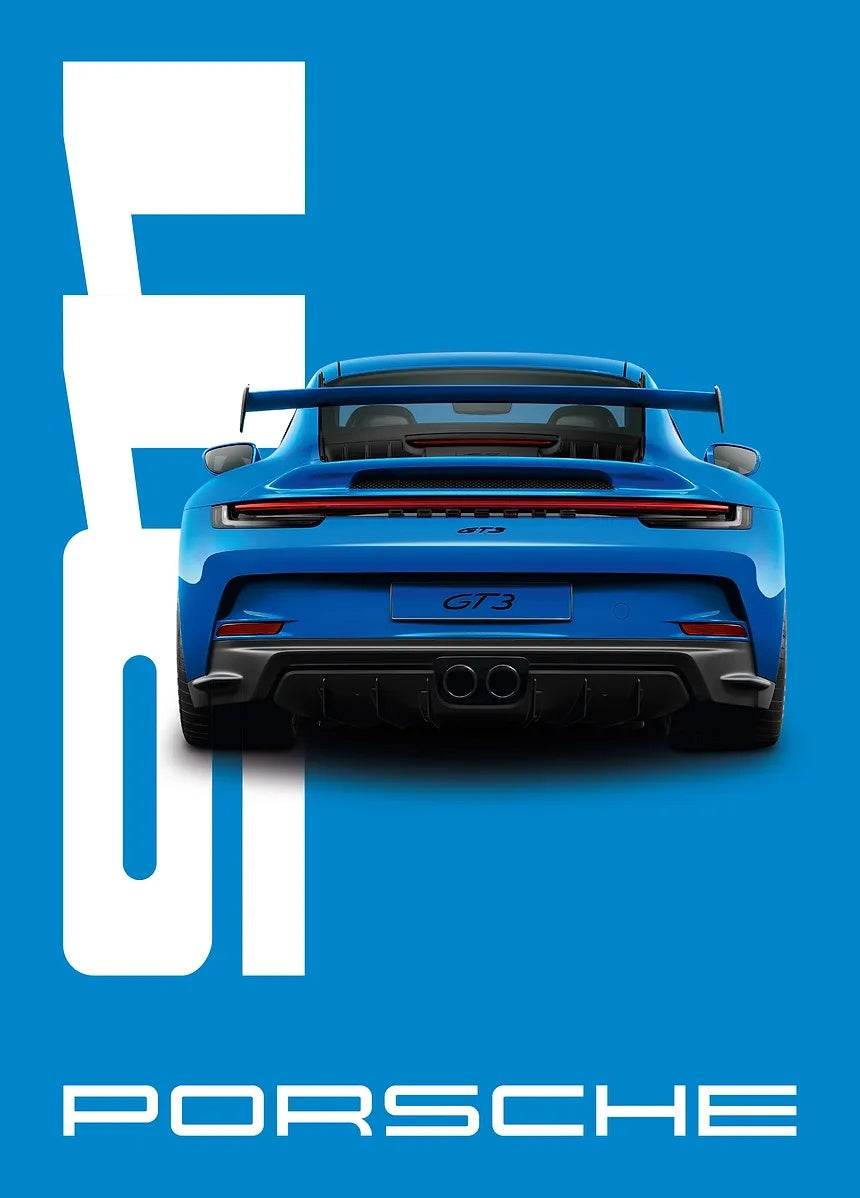 Blue Porsche 911 GT3 metal wall art